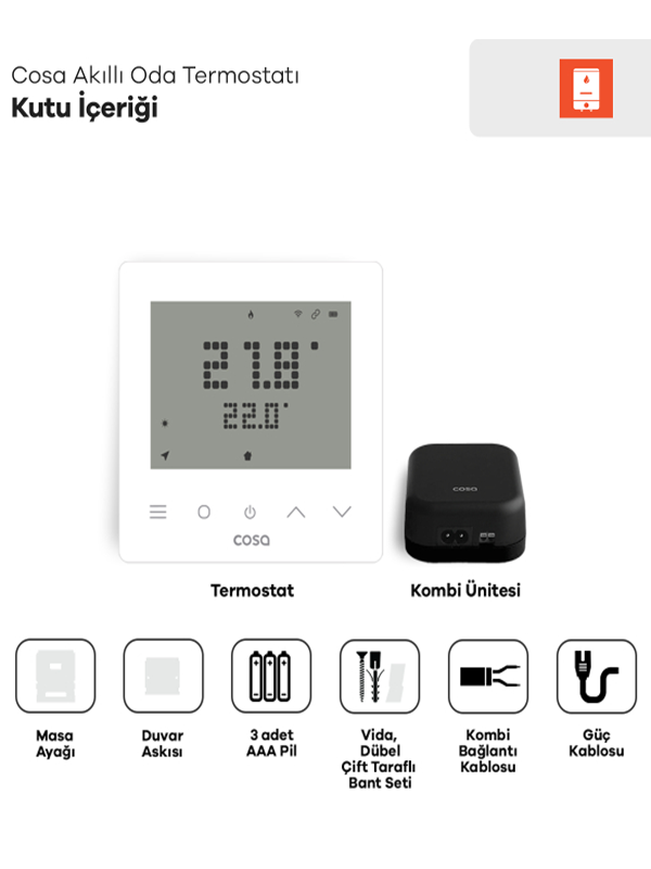 Cosa P5TR-21-W Akıllı Kombi Kontrolü - Beyaz Termostat   3