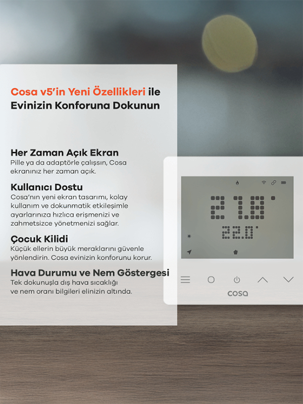 Cosa P5TR-21-W Akıllı Kombi Kontrolü - Beyaz Termostat   2