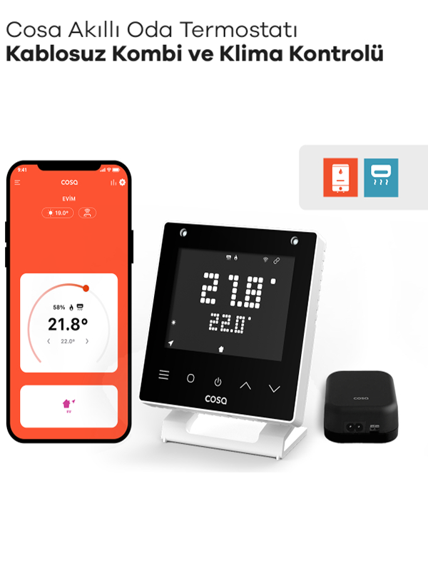 Cosa P5TR-21-AC-W Akıllı Oda Termostotı Kablolu Kombi ve Klima Kontrolü - Beyaz   4